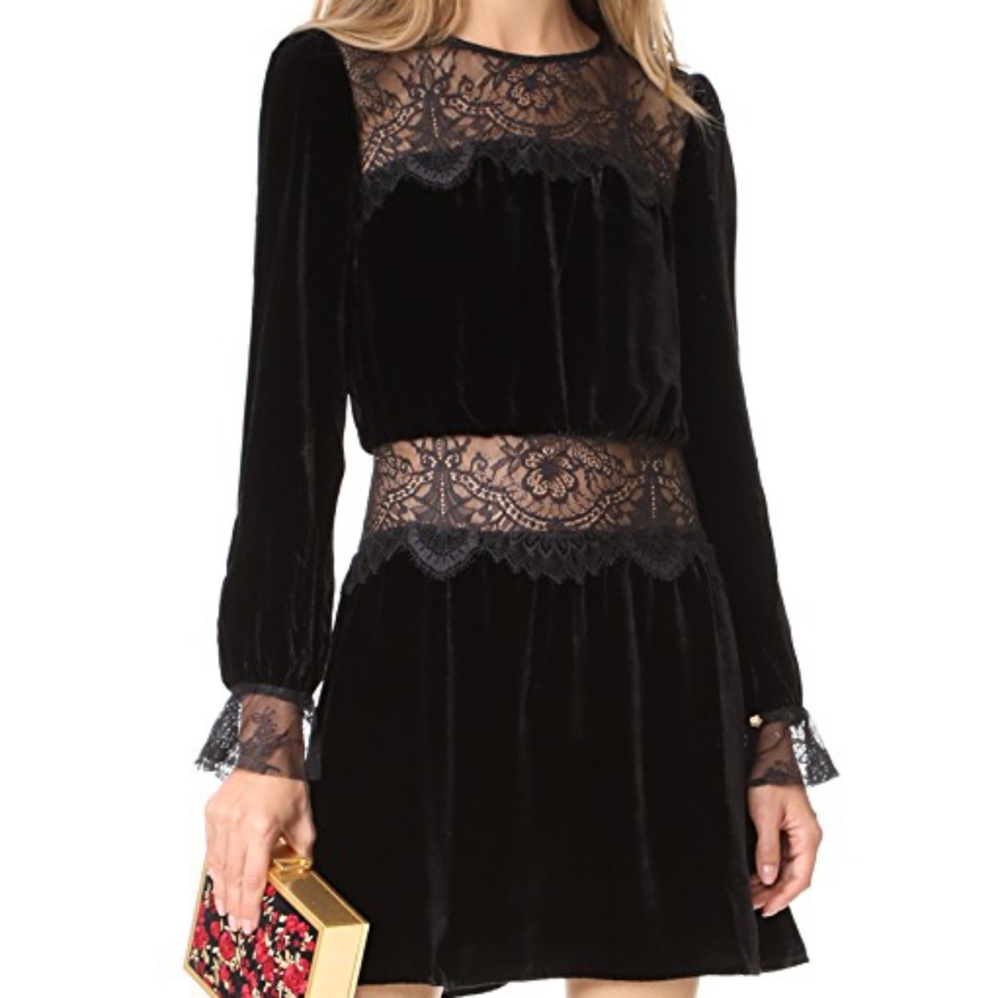 For Love & Lemons Beatrix Velvet Lace Dress